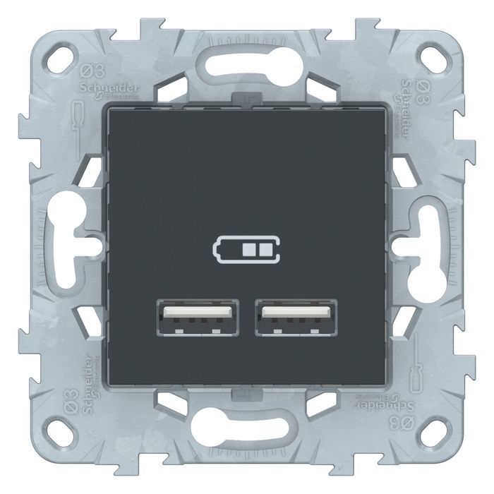 Розетка 2xUSB Schneider Electric UNICA NEW, скрытый монтаж, антрацит, NU541854