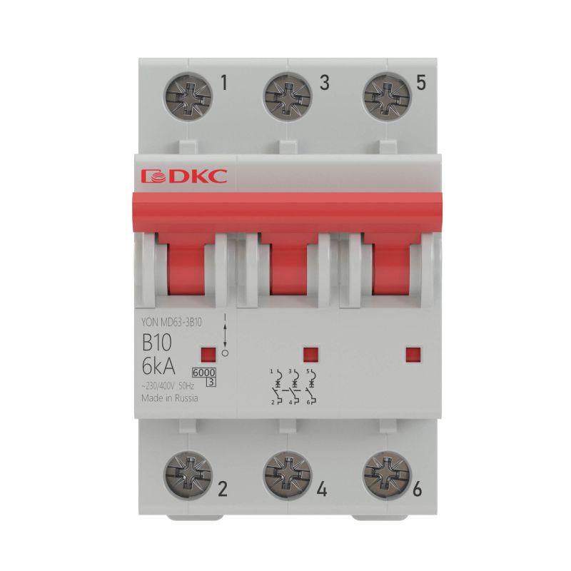 Выключатель автоматический модульный 3п C 16А 10кА MD63 YON MD63-3C16-10