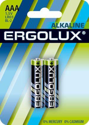 Элемент питания алкалиновый AAA/LR03 1.5В Alkaline BL-2 (блист.2шт) Ergolux 11743