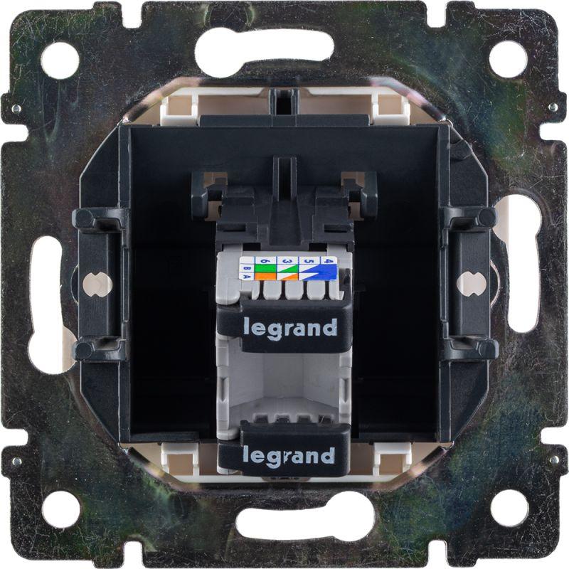 Механизм розетки информ. 1-м СП Valena RJ45 CAT.5E UTP с захватами бел. Leg 774230